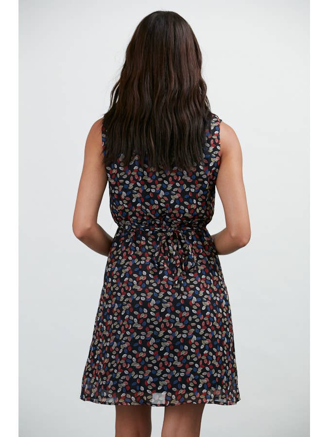 SM WARDROBE – wholesale Dress – Women's – COLORFUL LEAVES PRINT BUTTON UP DRESS1