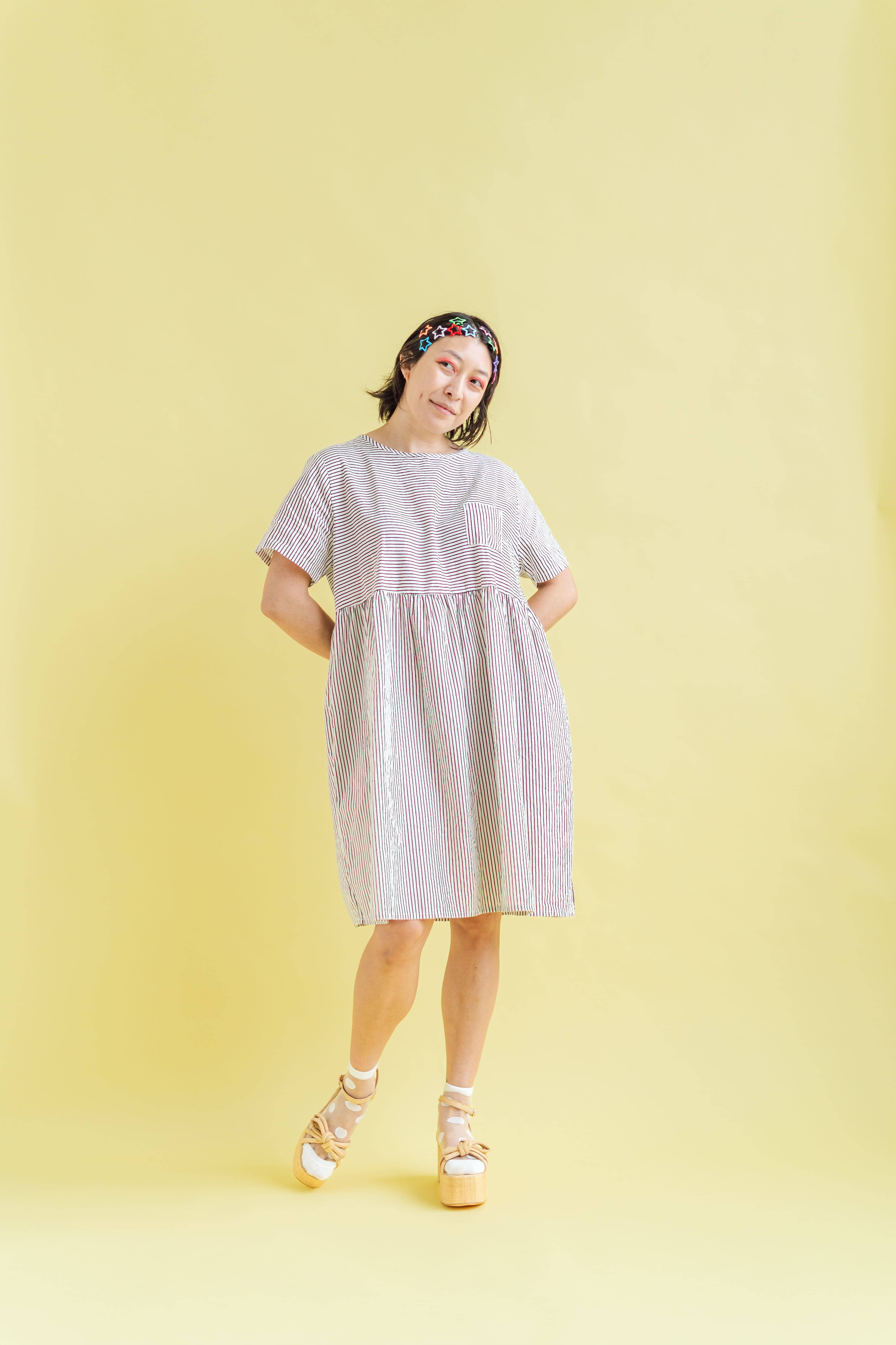Nettle Studios - Wholesale Dress - Women's - Size Inclusive Plus Size Shirt Dress Pockets Striped Linen1