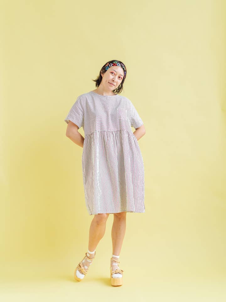 Nettle Studios - Wholesale Dress - Women's - Size Inclusive Plus Size Shirt Dress Pockets Striped Linen1