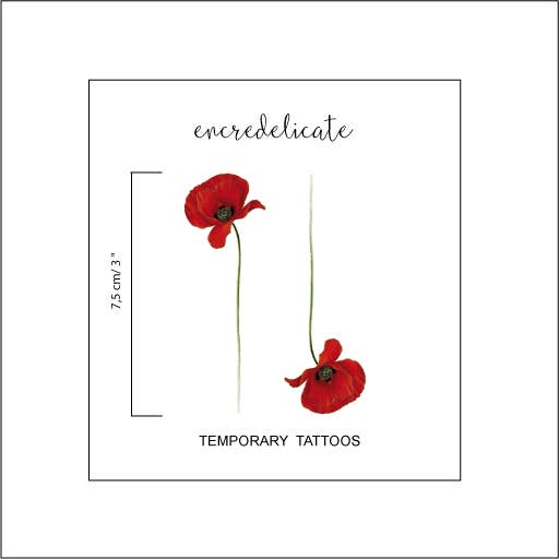 encredelicate – wholesale Temporary tattoo – Temporary colored poppy tattoo (set of 2)3