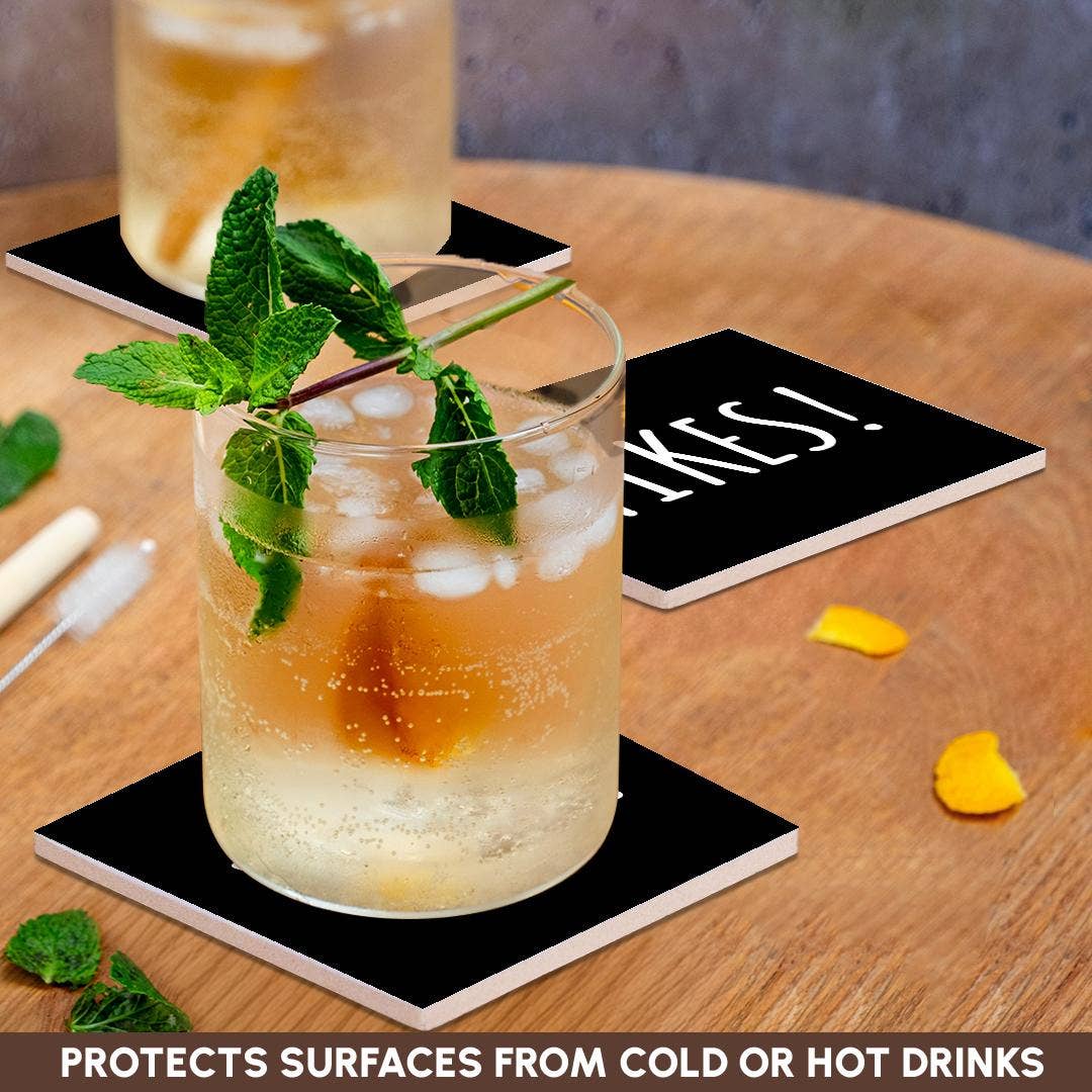 3dRose - Wholesale Coasters - 3dRose, Yikes. Bold white letters on a solid black background., Coaster2