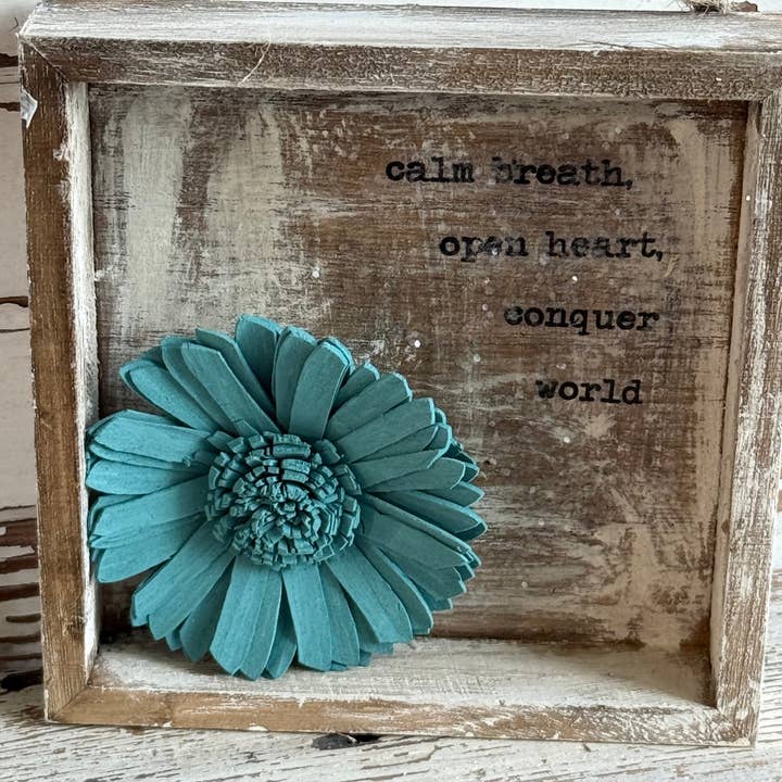 UnfiniSHEd - Wholesale Sign - Floral Wood Shadowbox – Choose Saying and Flower color 3