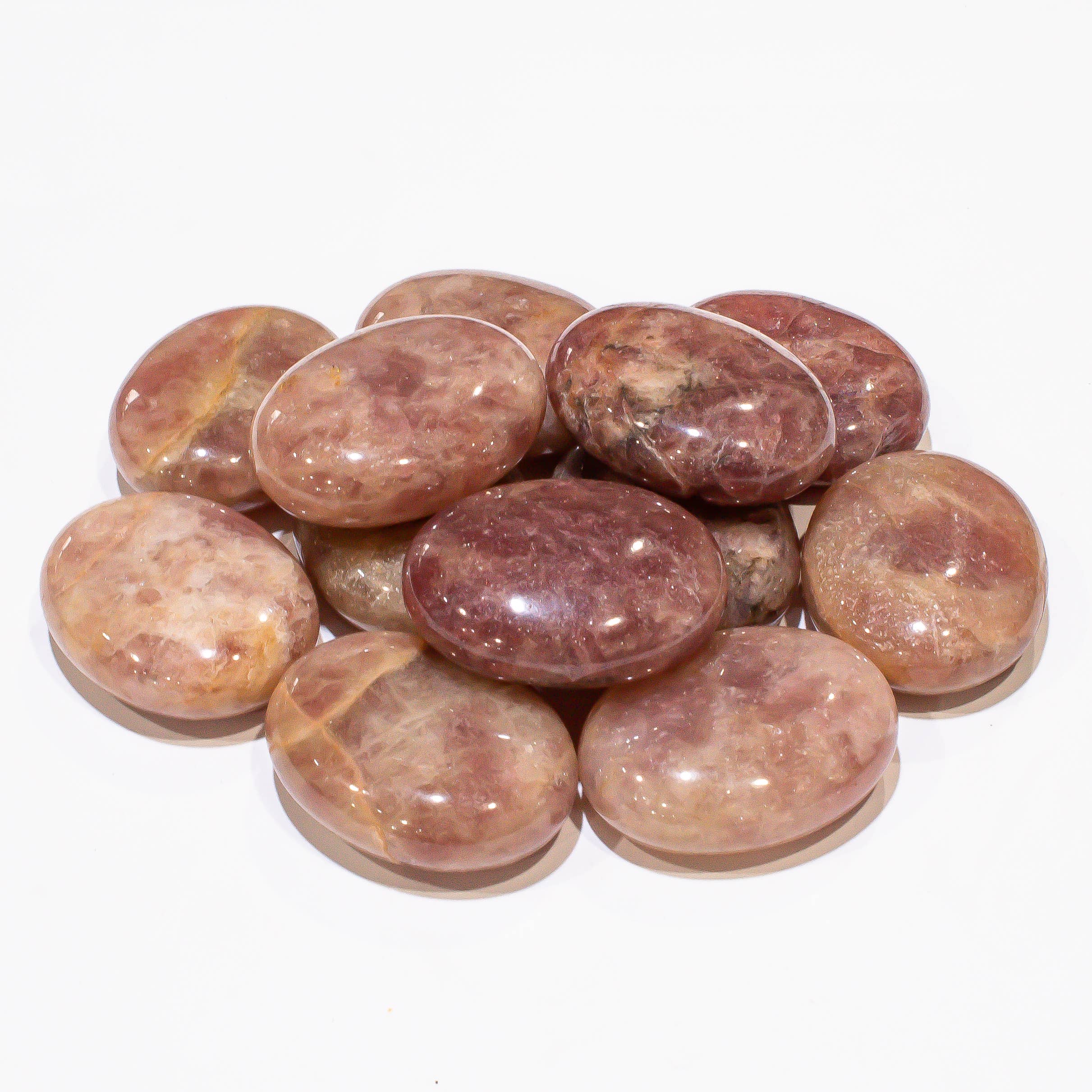 Quasar Gems USA - Wholesale Spiritual Stone/Crystal - Strawberry Quartz Pillows/ Palm Stones 1kg/ 2.2lbs1