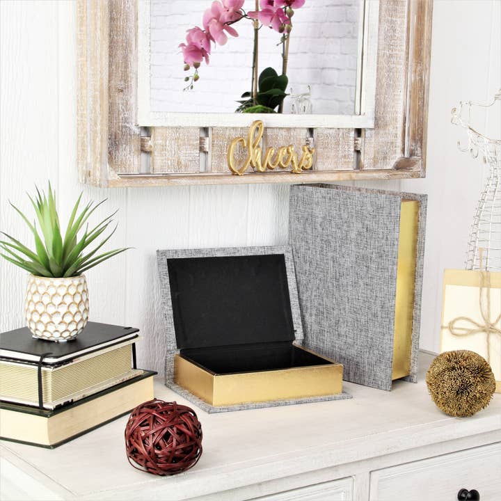 Cheungs Home Decor - Vente Boîtes décoratives - Coffret à livres en lin Canter Isle32