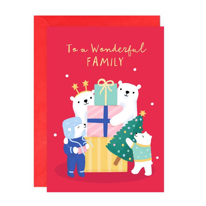 Family Christmas Card - Polar Bears - UK Designed for wholesale by Painted Parasol Studio