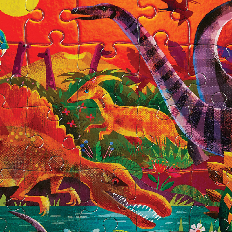 Crocodile Creek - Wholesale Puzzle - Kids - Foil Puzzle 60 pc - Dazzling Dinos2
