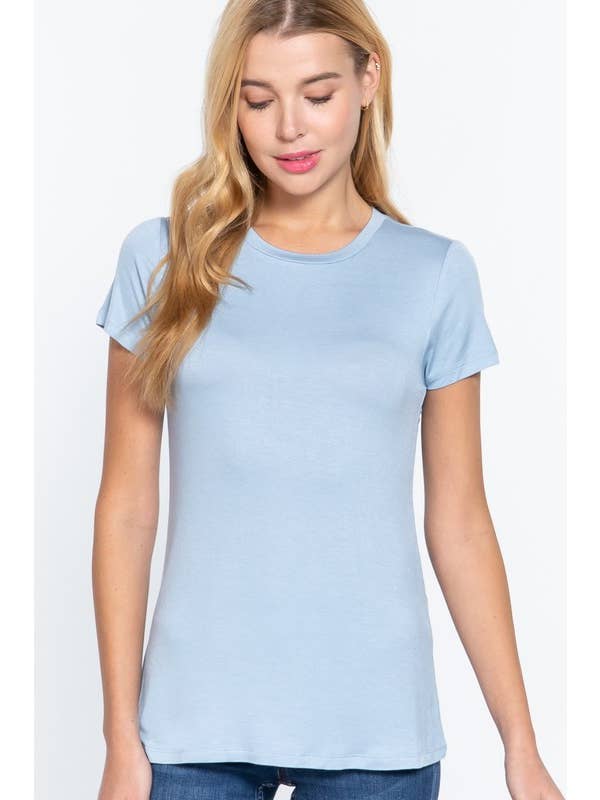 Active Basic | Active USA - Wholesale Knit Top - Women's - Short Sleeve Crew Neck Rayon Spandex Jersey Top15