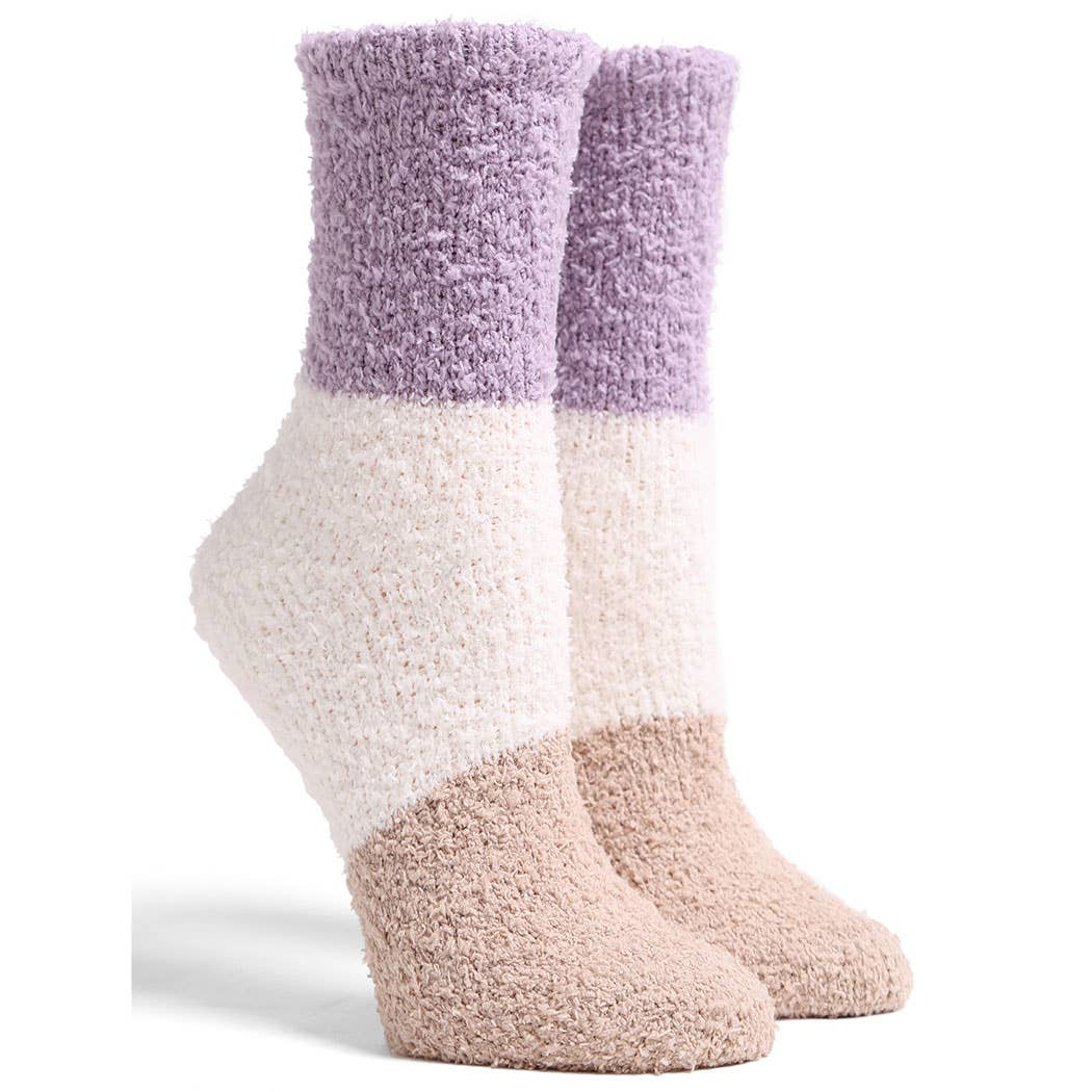  ASSORTED COLORS Luxury Soft Color Blocked Mini Crew Winter Socks for wholesale on Faire5