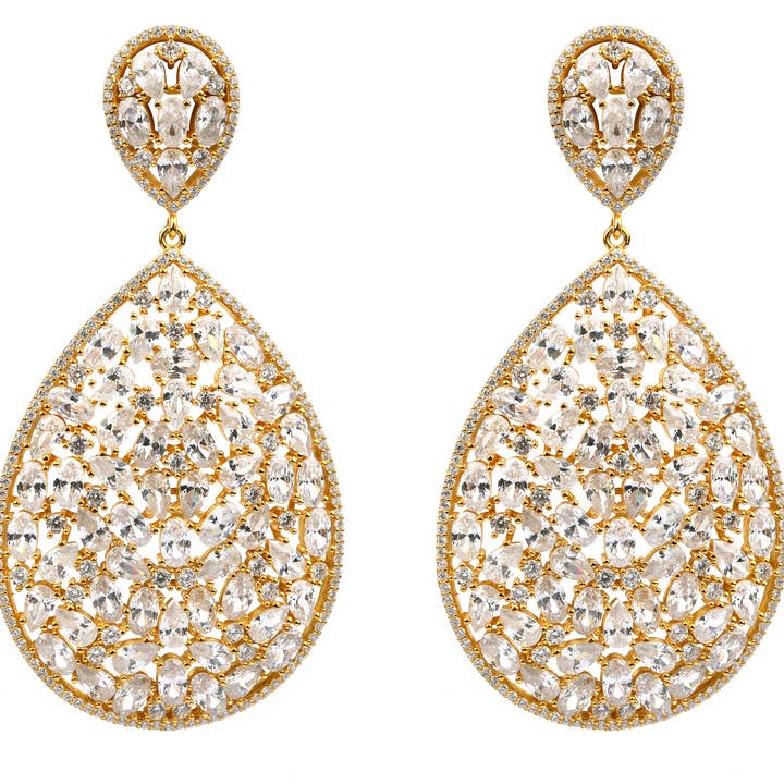 Lacelike Teardrop Øreringe - Hvid for engroshandel hos JCM London