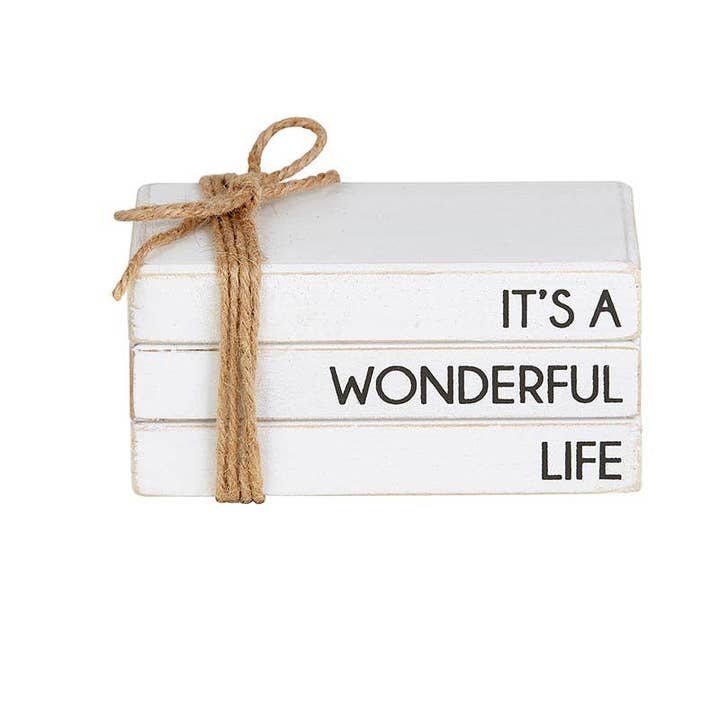 Angle - Wholesale Sign - Stacked Books Decorative Tabletop - It's a Wonderful Life