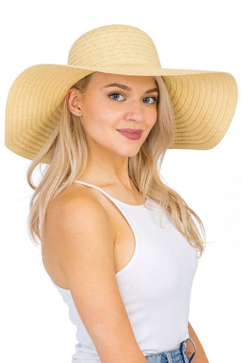 Cap Zone - Wholesale Straw Hat - Women's - Thin Light-Weight Floppy Straw Beach Sun Hat24