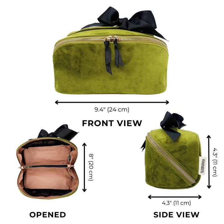 Bag-All - Wholesale Makeup/Cosmetic Bag - Accordion Box Makeup & Toiletry, Green Velvet