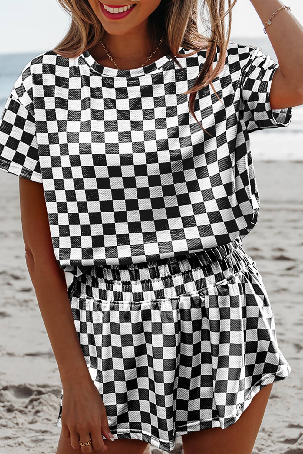 Aapparella - Wholesale Top & Skirt Set - Women's - Checkerboard Top & High Waist Skorts 2 Piece Set | S-XL2