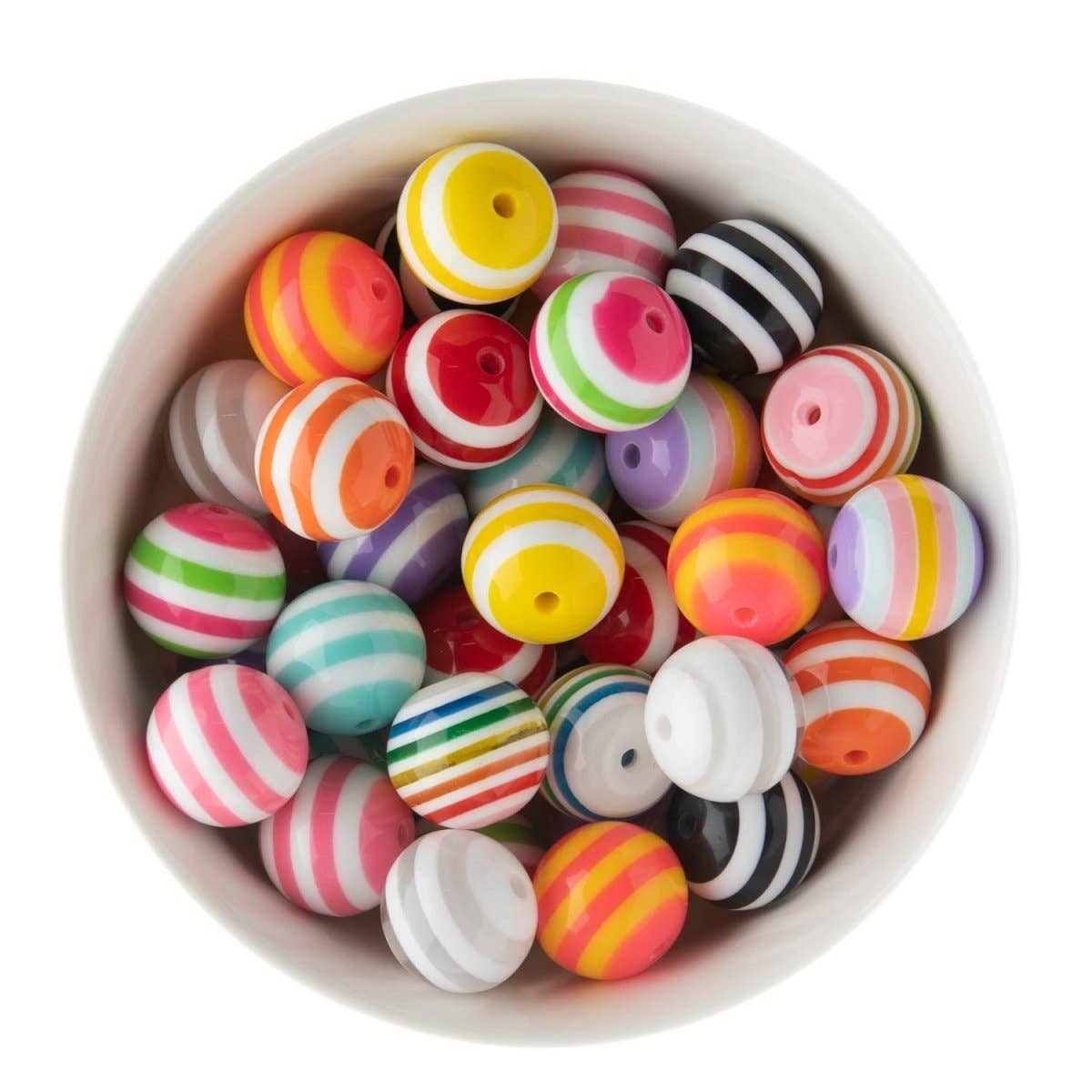 Cara & Co Silicone Craft Supply – wholesale Beads – 20mm Striped Acrylic Round Beads16