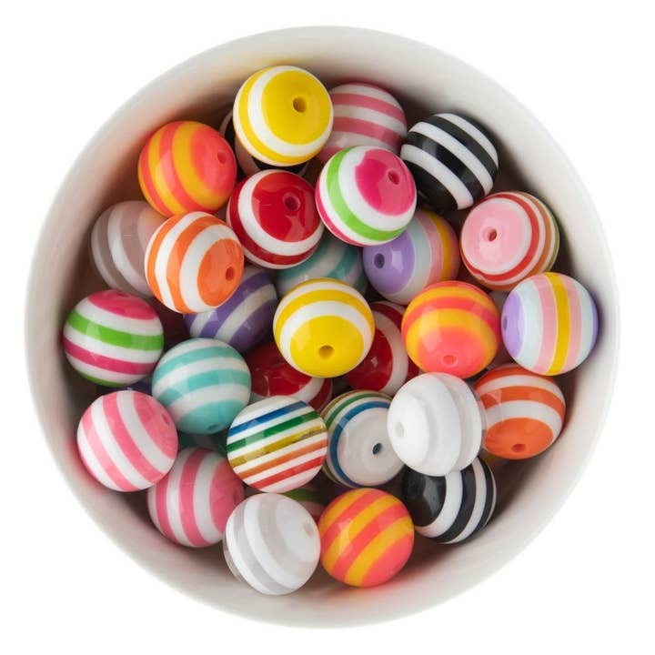 20mm randiga akryl runda pärlor för wholesale av Cara & Co Silicone Craft Supply