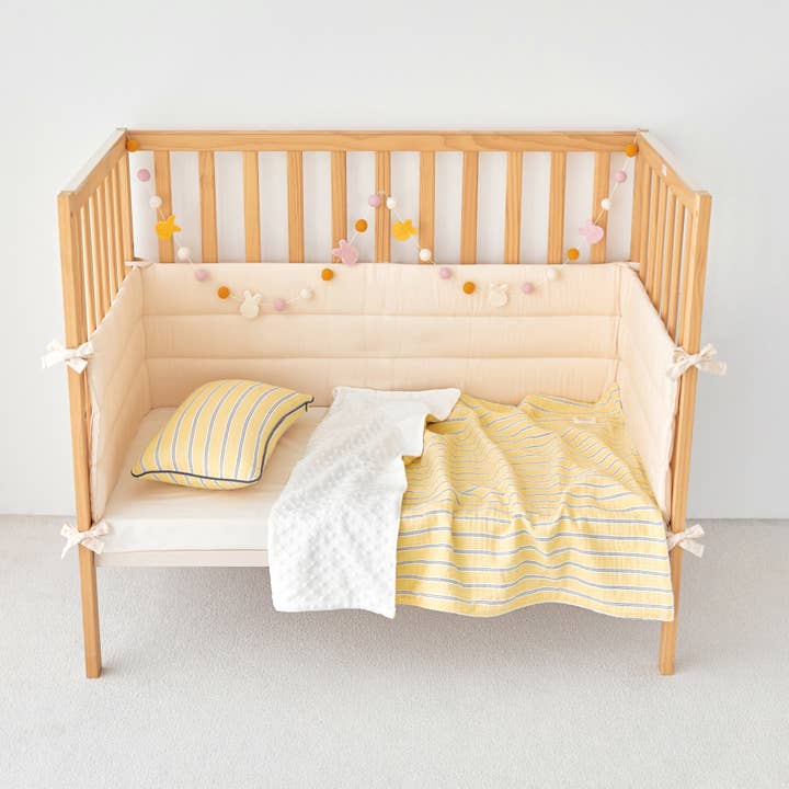 Reversible Blue Stripe 3-Layer Gauze & Minky Baby Blanket (30"x40") | LOA DAISY for wholesale by Loa Daisy