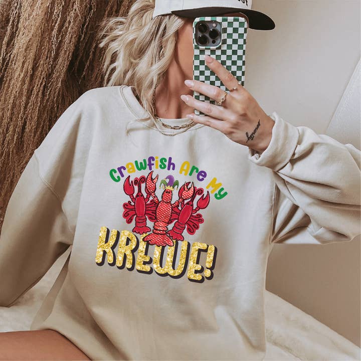 Les écrevisses sont mon Krewe Mardi Gras DTF Transfer pour la vente par Nashville Design House