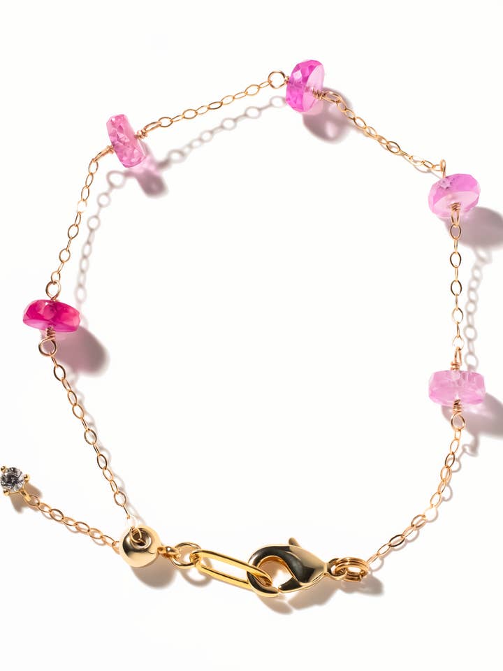 Pink Sapphire 5 Station 14K Goldfilled Bracelet for wholesale by Iggi