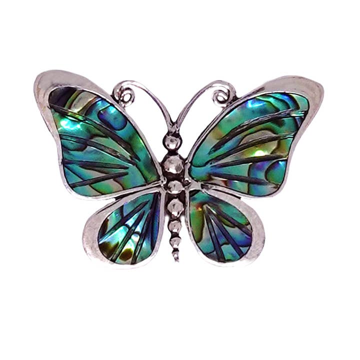 (668EPAUA) Pendentif papillon Paua en argent sterling pour la vente par Vera Wolf