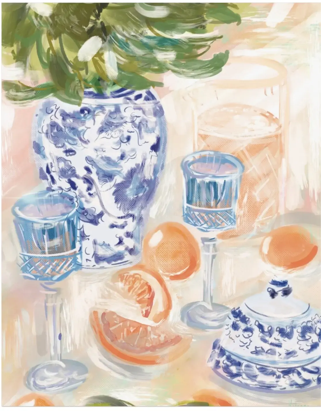 Rebecca Illustrated - Wholesale Art Print - CHINOISORIE & CITRUS - Art Print1