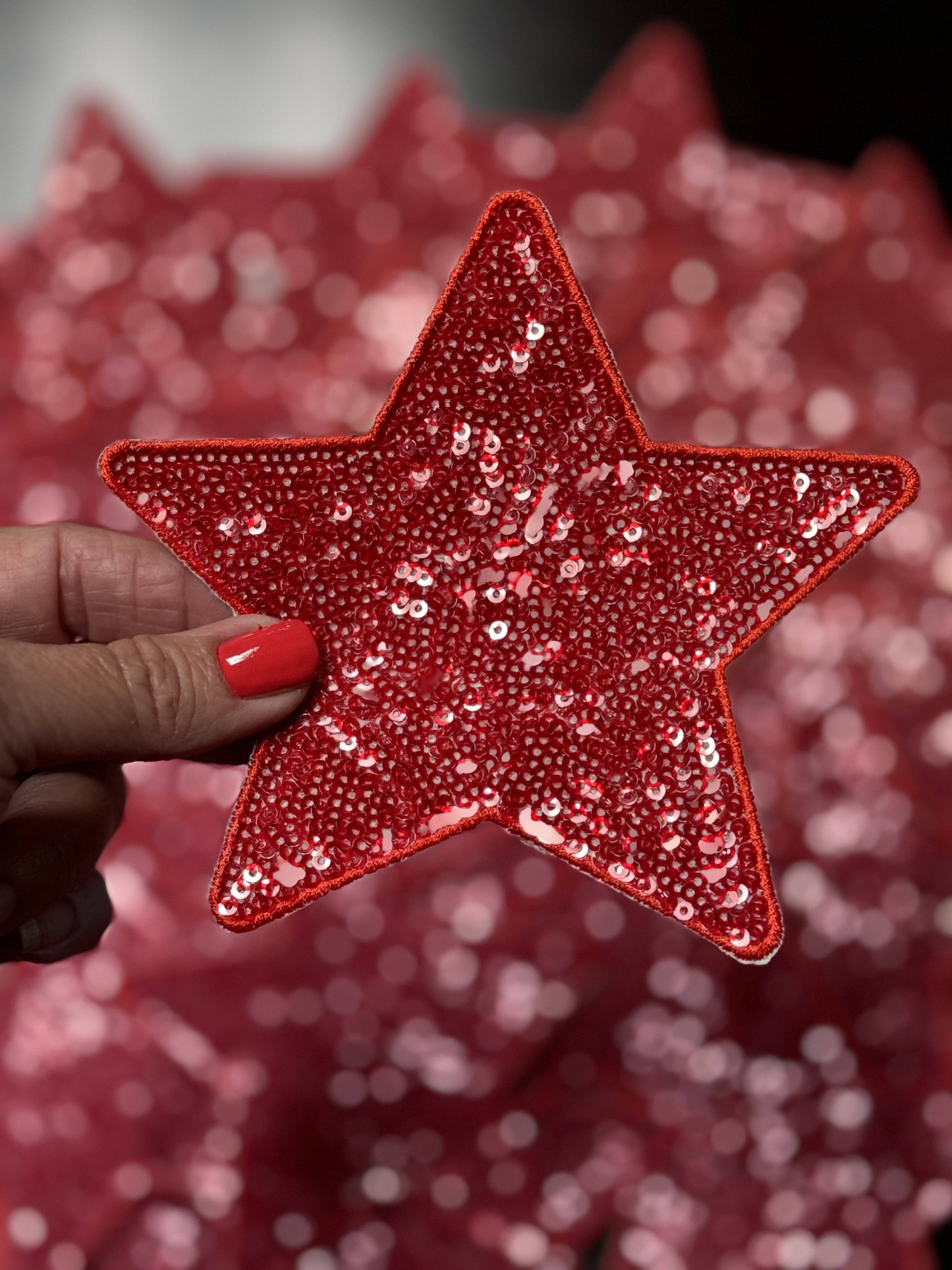 sequinandstiches - Wholesale Patch - Star Patch, Sequin Star Patch, Red 5" Sequin Star Patch, Iron on Patch, DIY, Trucker Hat Patch, Preppy Patch Trendy Patch Patch, Sequin Star3