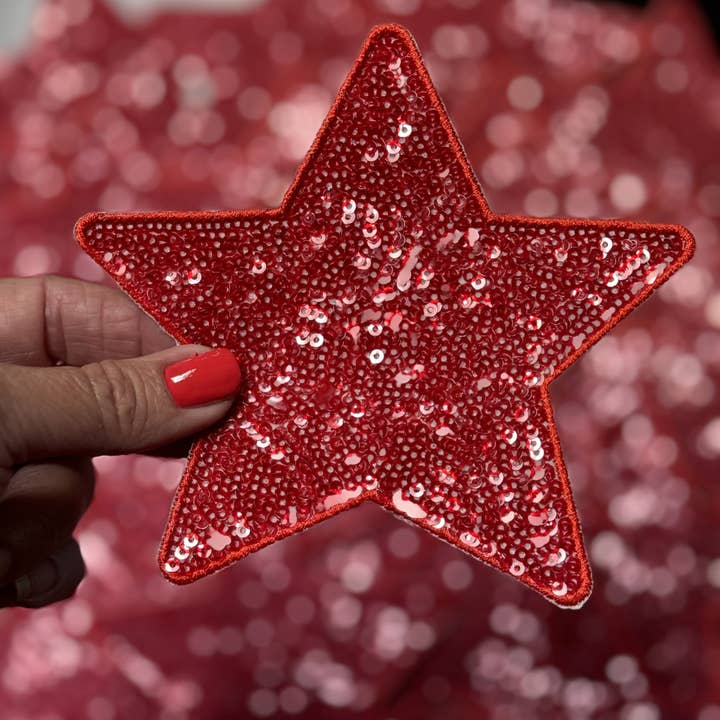 sequinandstiches - Wholesale Patch - Star Patch, Sequin Star Patch, Red 5" Sequin Star Patch, Iron on Patch, DIY, Trucker Hat Patch, Preppy Patch Trendy Patch Patch, Sequin Star3