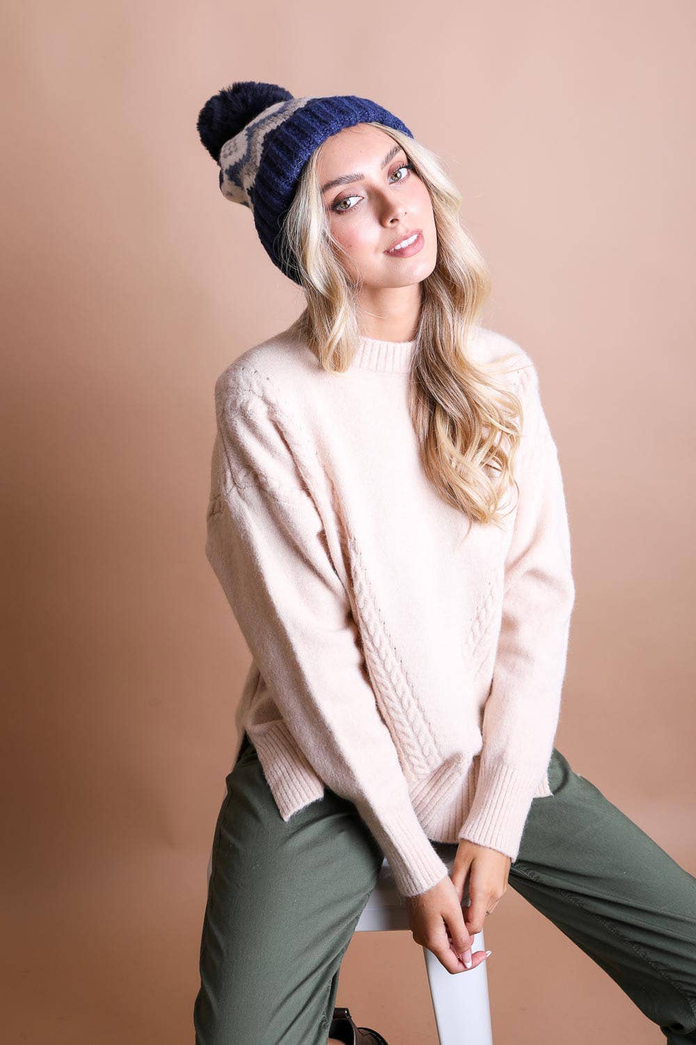 Leto Accessories - Wholesale Beanie - Dames - Klassieke winter pommuts met Shaggy voering3