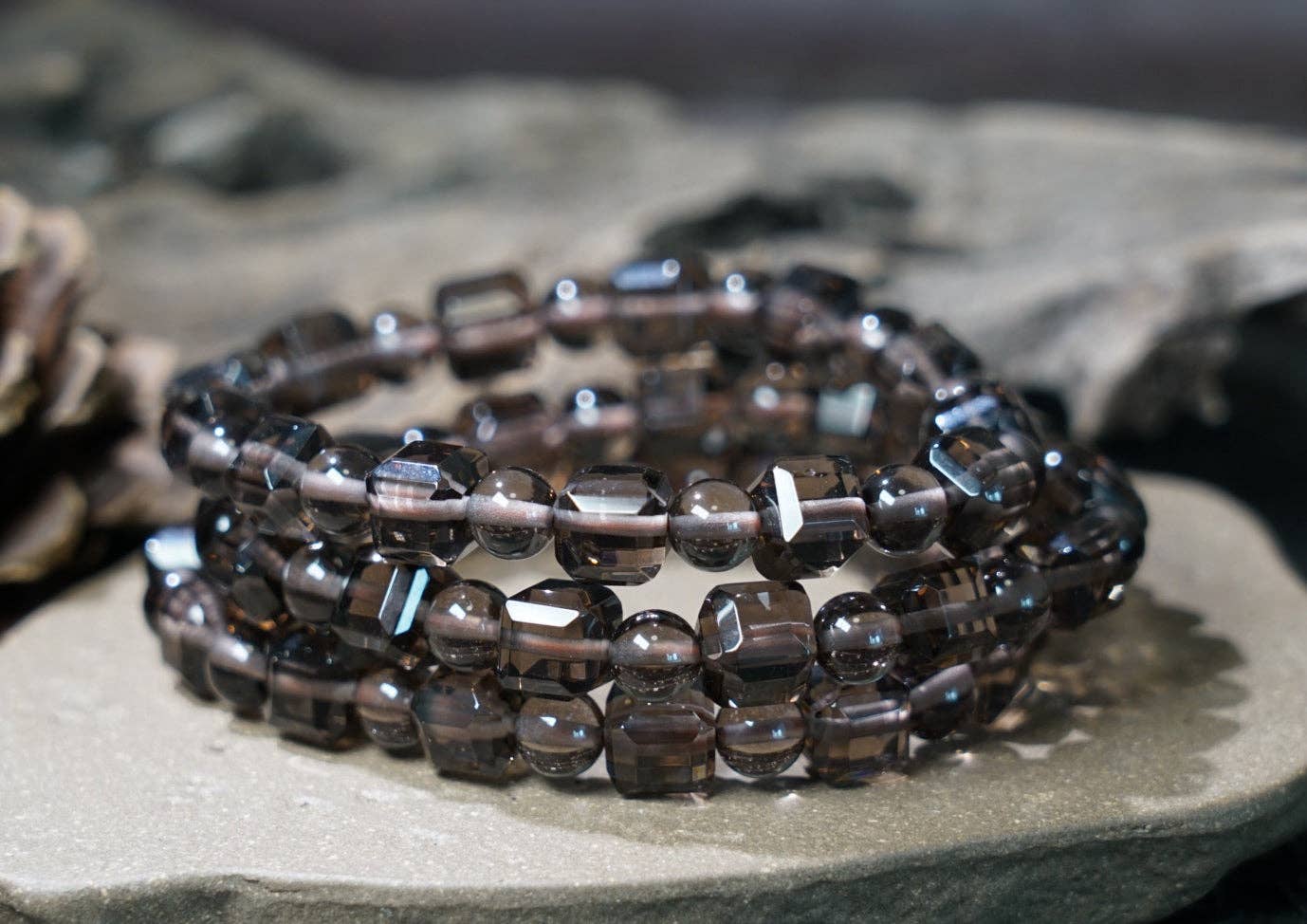 Moon Rituals - Wholesale Beaded Bracelet - Ice Obsidian Cube Bracelet – Natural Black Crystal Jewelry for Protection, Grounding & Christmas Crystal Gift16