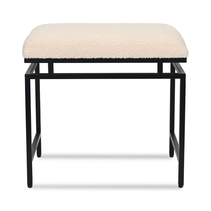 Cheungs Home Decor - Wholesale Bench - Trion Linear Black Bench With Cream Boucle Upholstery6