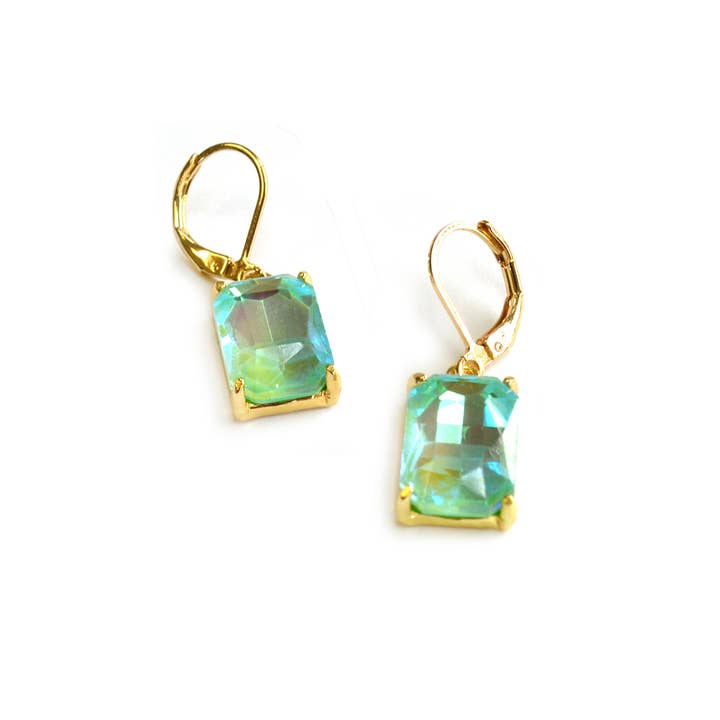 StarryNYC - Wholesale Dangle Earrings - Square Glass Beads Dangle Lever Back Drop Earrings 9