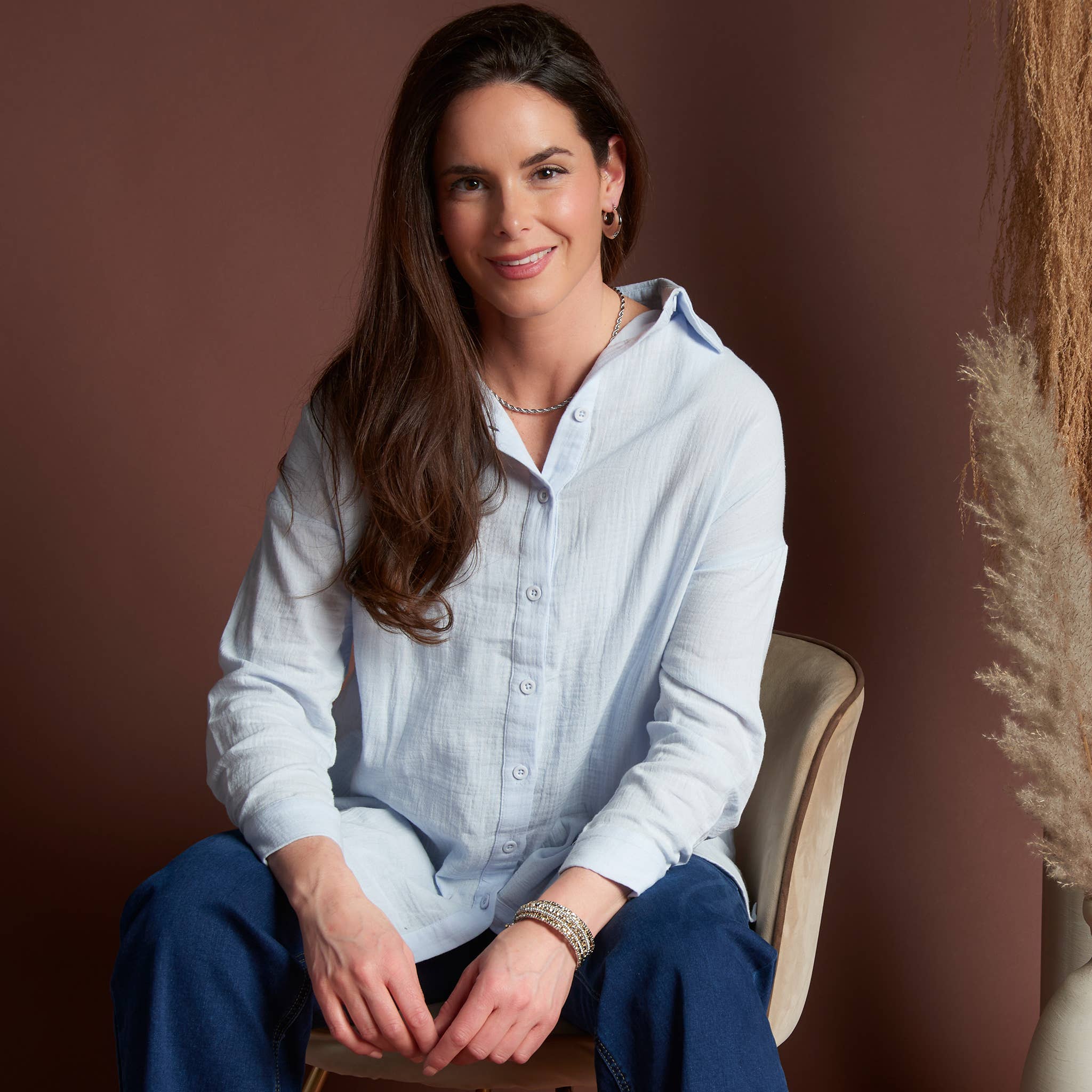 Elsie & Zoey - Wholesale Button Down Shirt - Women's - Button Up Top Aaliyah Gauze Long Sleeve19