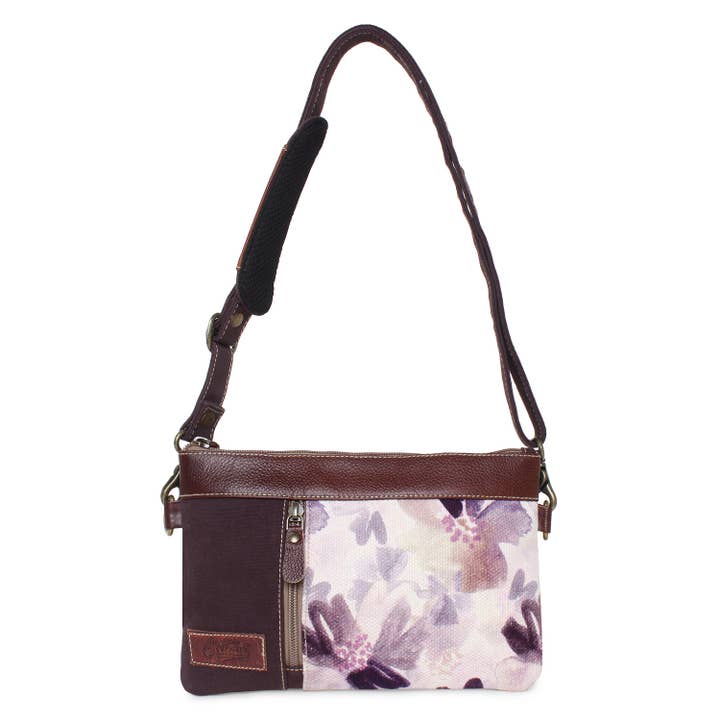 Borsa a tracolla da donna in tela riciclata, tappeto e pelle per la vendita all'ingrosso da parte di Sixtease Bags USA