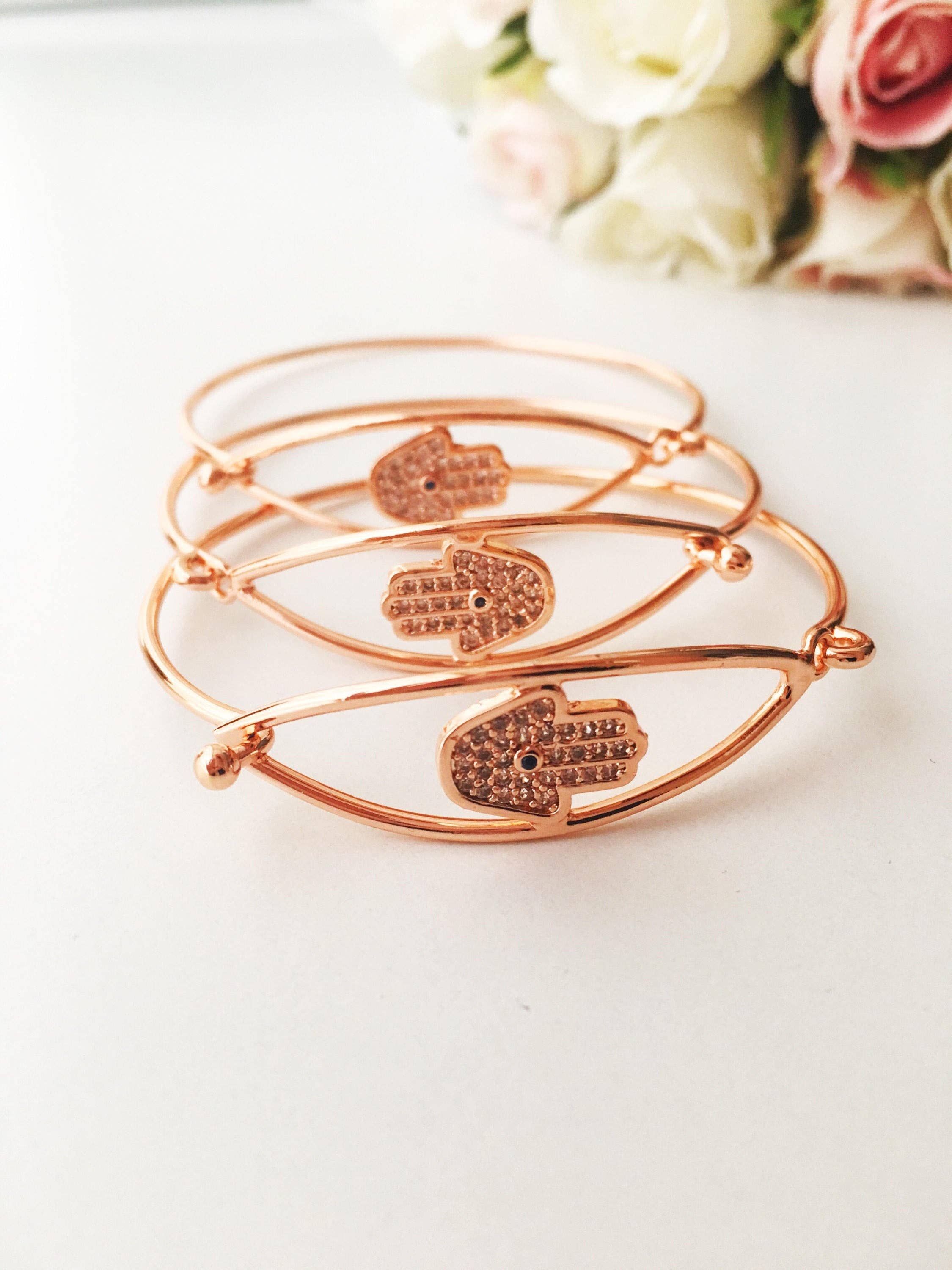 Evileyefavor - Wholesale Cuff Bracelet - Hamsa Hand Bracelet, Rose Gold Bangle Bracelet, Bangles1