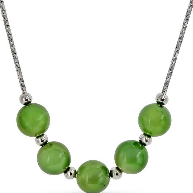 Human Design Studios - Wholesale Beaded Bracelet - Fixed Jade Box Chain Bracelet Silver