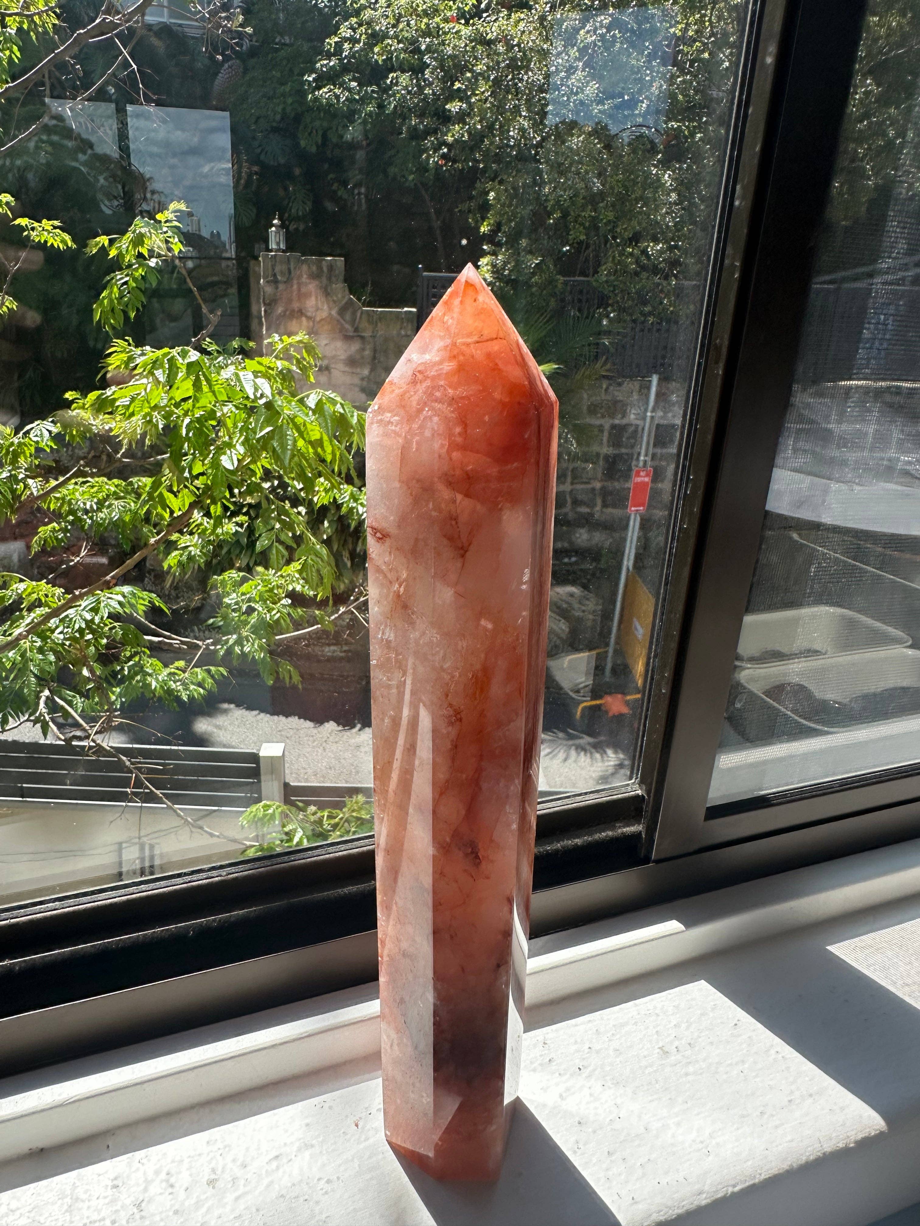 Moon Rituals - Wholesale Spiritual Stone/Crystal - Extra Large Fire Quartz Tower (Hematoid Quartz) | Powerful Grounding Crystal for Root Chakra Healing & Passion, christmas crystal gift #311