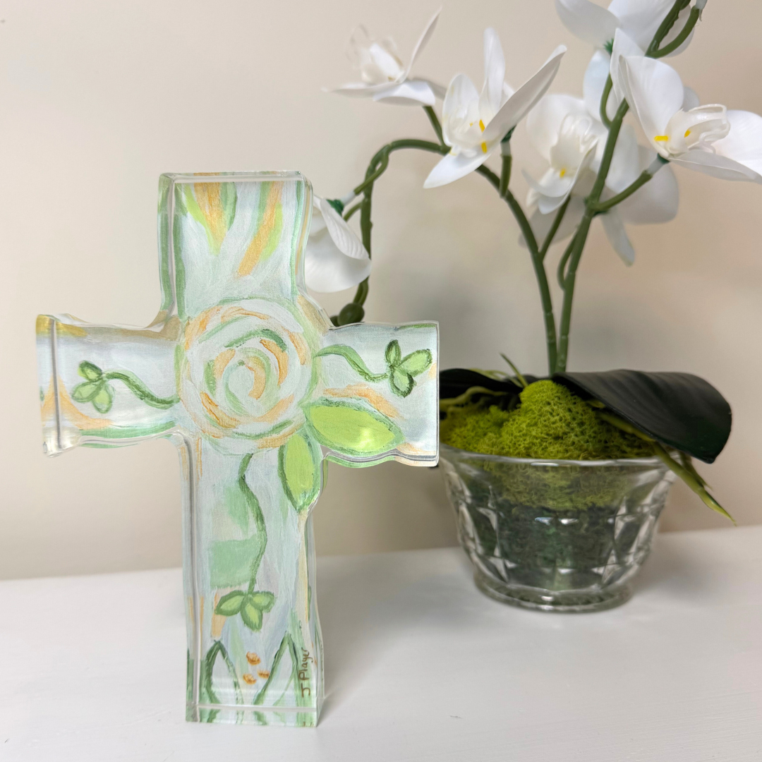 Jeanne Player Fine Art - Wholesale Decorative Tabletop Object - Faith Cross Acrylic Block Art4