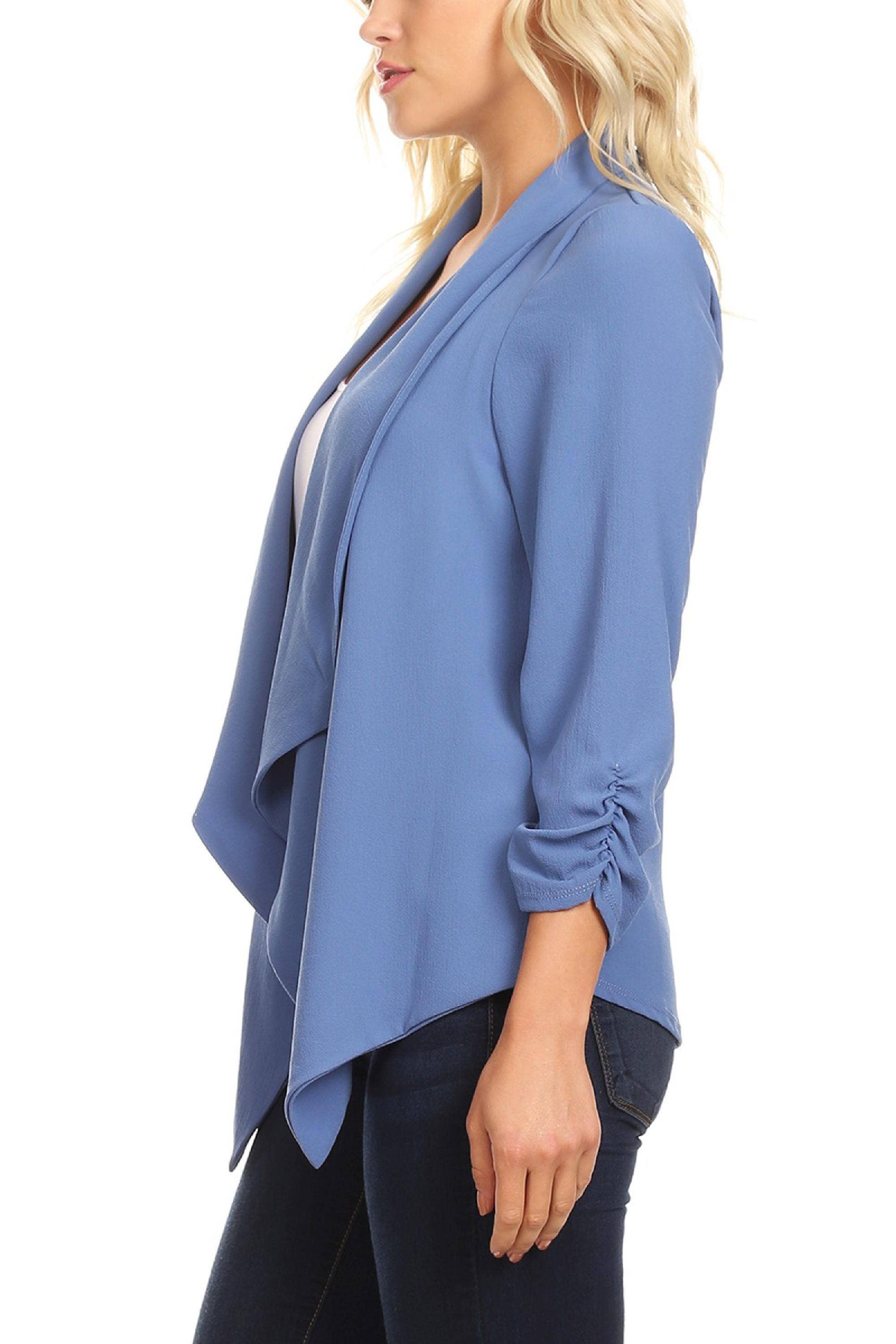 MOA COLLECTION - Wholesale Blazer - Women's - Women's Woven Casual Relaxed Fit Open Front Blazer Jacket17