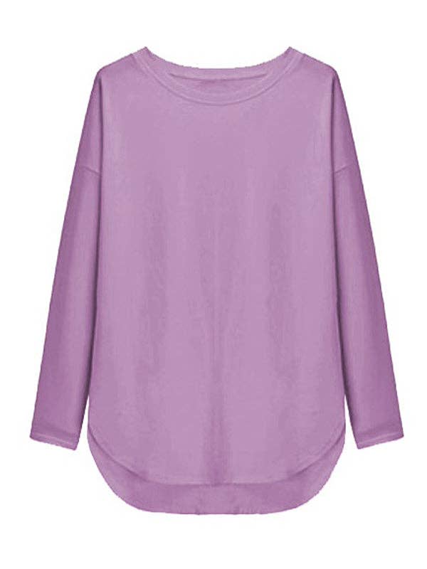 Sheer Trend – Túnica - Mulher por atacado – Camisetas simples de mangas compridas de cor sólida10