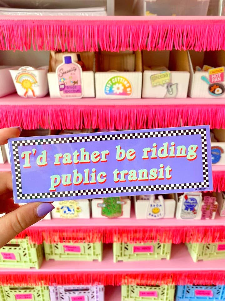 Public Transit Bumper Sticker for wholesale by The Peach Fuzz
