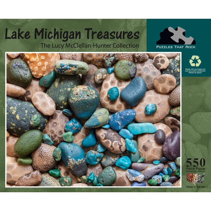 Puzzles That Rock - Wholesale Puzzle - Adult - LK. Michigan Treasures: Beach Stones 550 Piece Jigsaw Puzzle