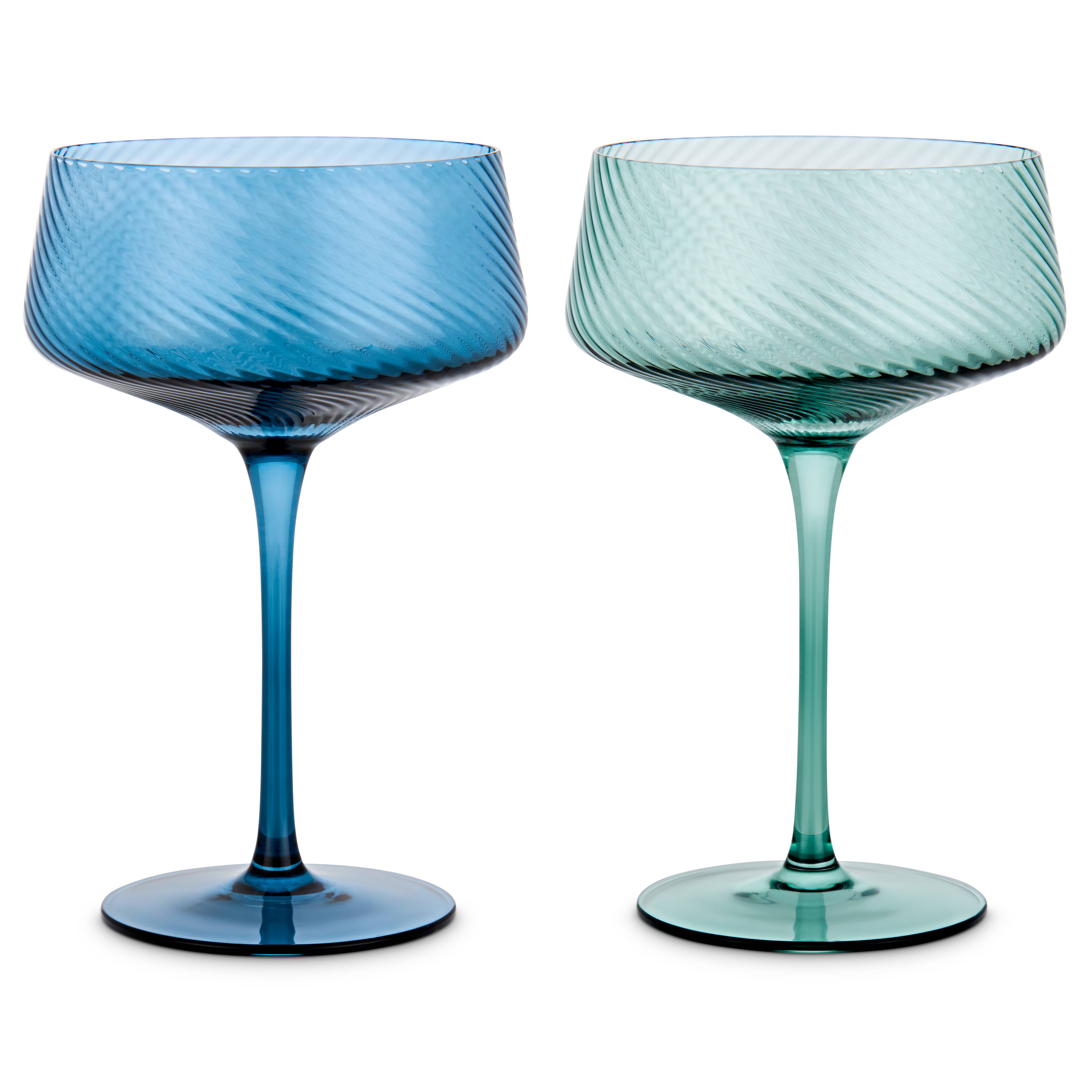 UBERSTAR – wholesale Champagne flute – Twist Champagne Coupe Glasses - Set of 2 Blue/Green9