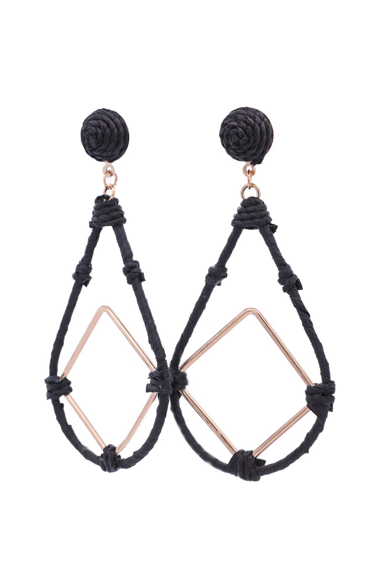 Urbanista Outlet - Vente Boucles d'oreilles pendantes - Boucles d'oreilles Raffia Open Leardrop avec Dia Drop17