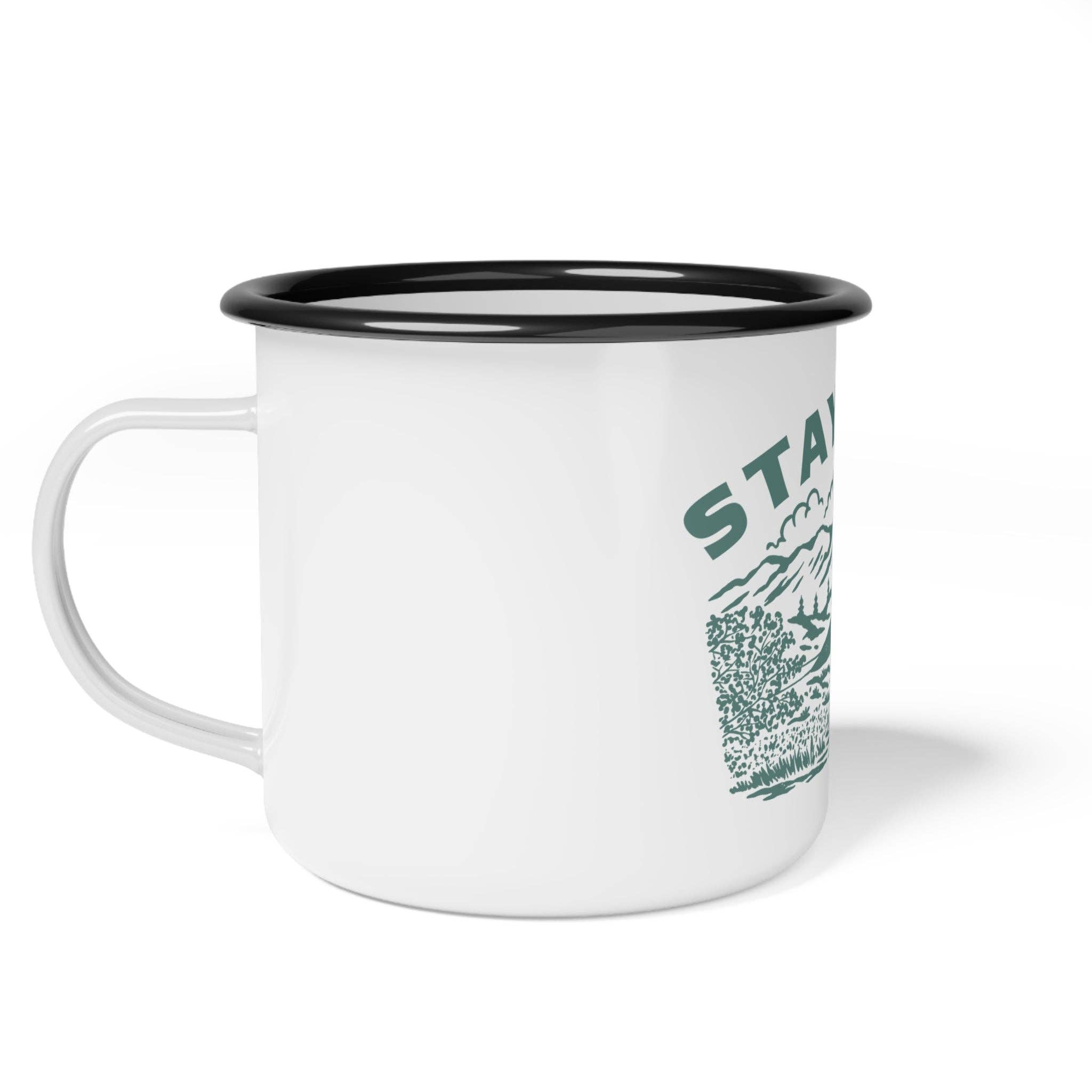Black Rim Stay Wild | Enamel Camp Cup for wholesale on Faire2