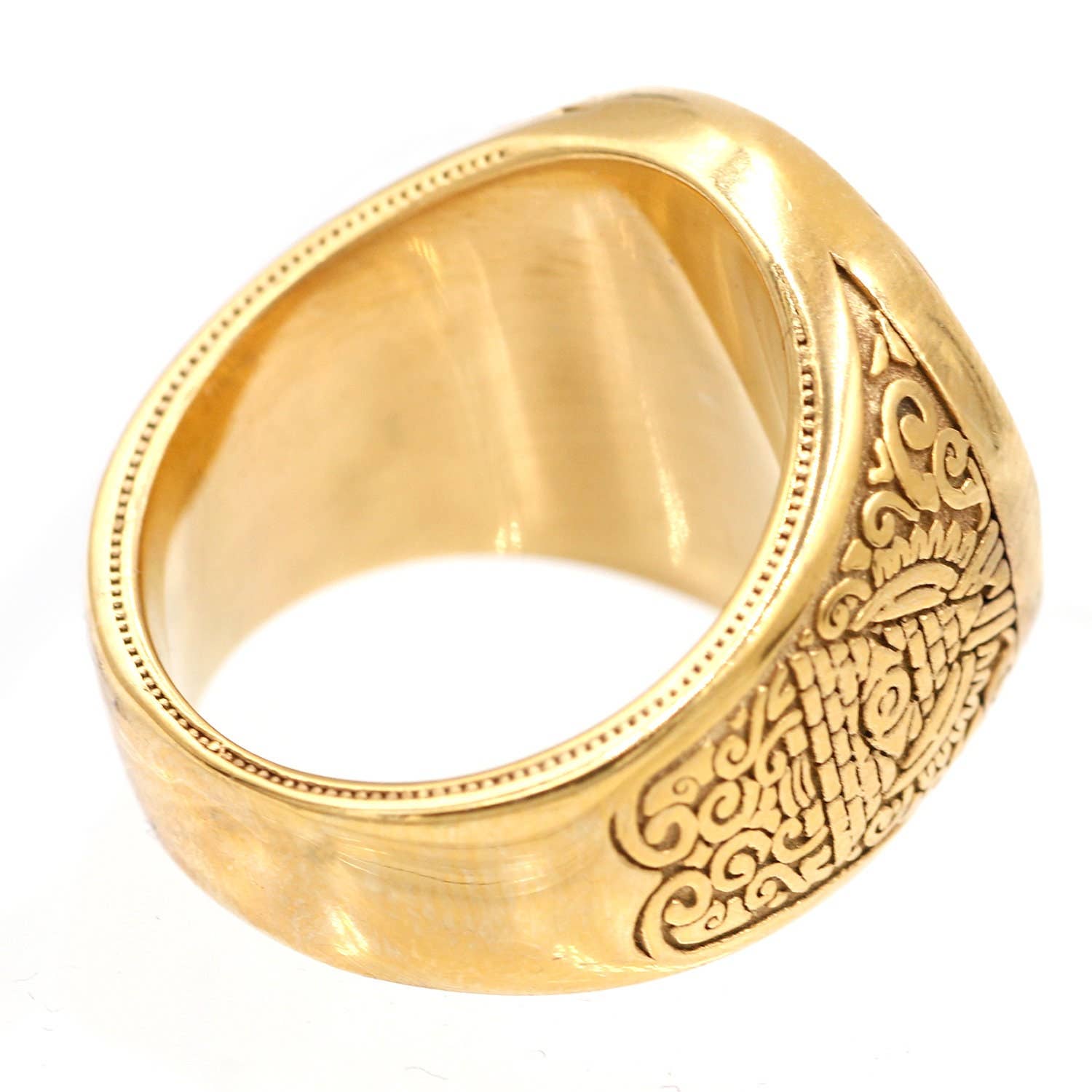 Awaken - Wholesale Signet Ring - Handmade Masonry Skull Ring with Crystal - A-4812