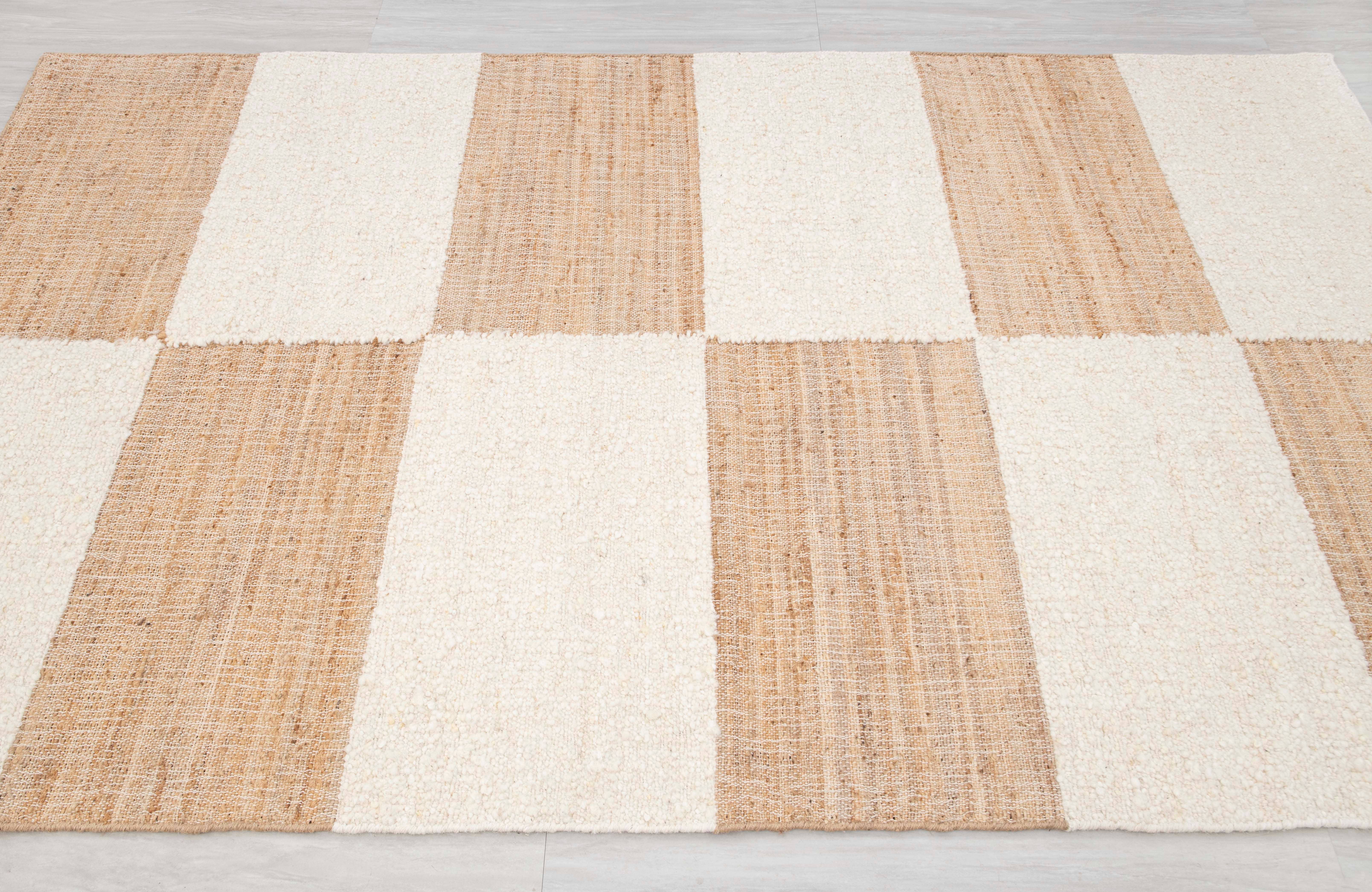 Aesthetic Homes LLC - Wholesale Area Rug - Natural Wool Jute Rug, Ivory Boho Moroccan Hand Woven TN-965