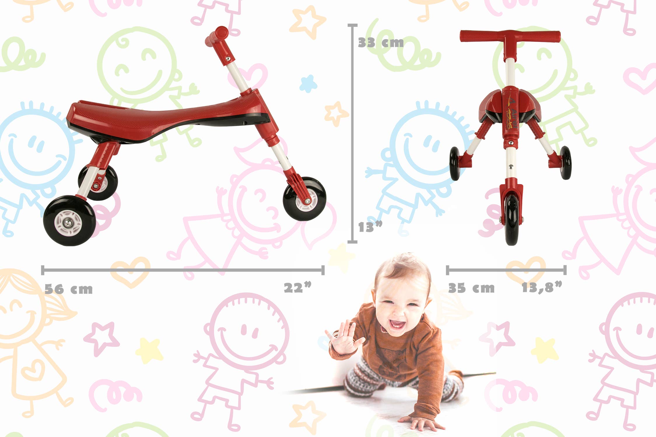 Airel - Vente Vélo et trottinette – enfant - Tricycle Airel sans pédales de 1 à 3 ans1