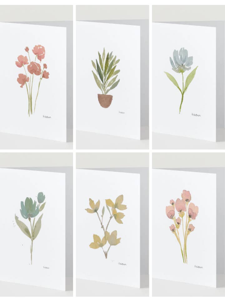 Watercolor Floral Greeting Cards – Set of 6 Designs for wholesale by This is Serious Business