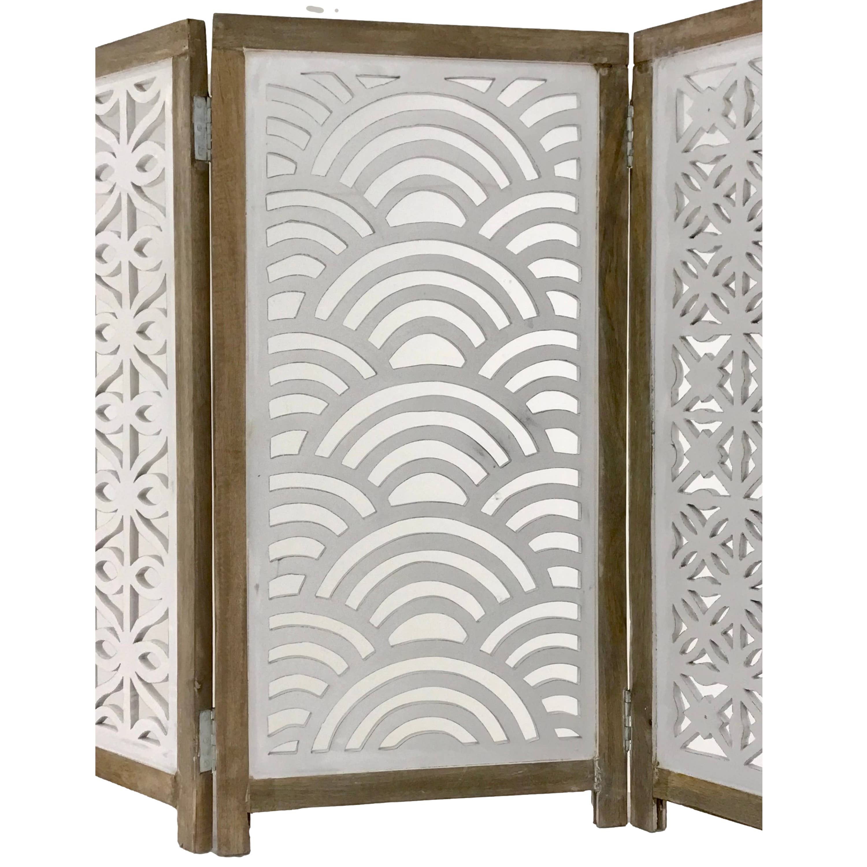 Wilco Home - Wholesale Decorative Panel - Hand-Carved Wood Charcuterie Screen-White Washed Finish6