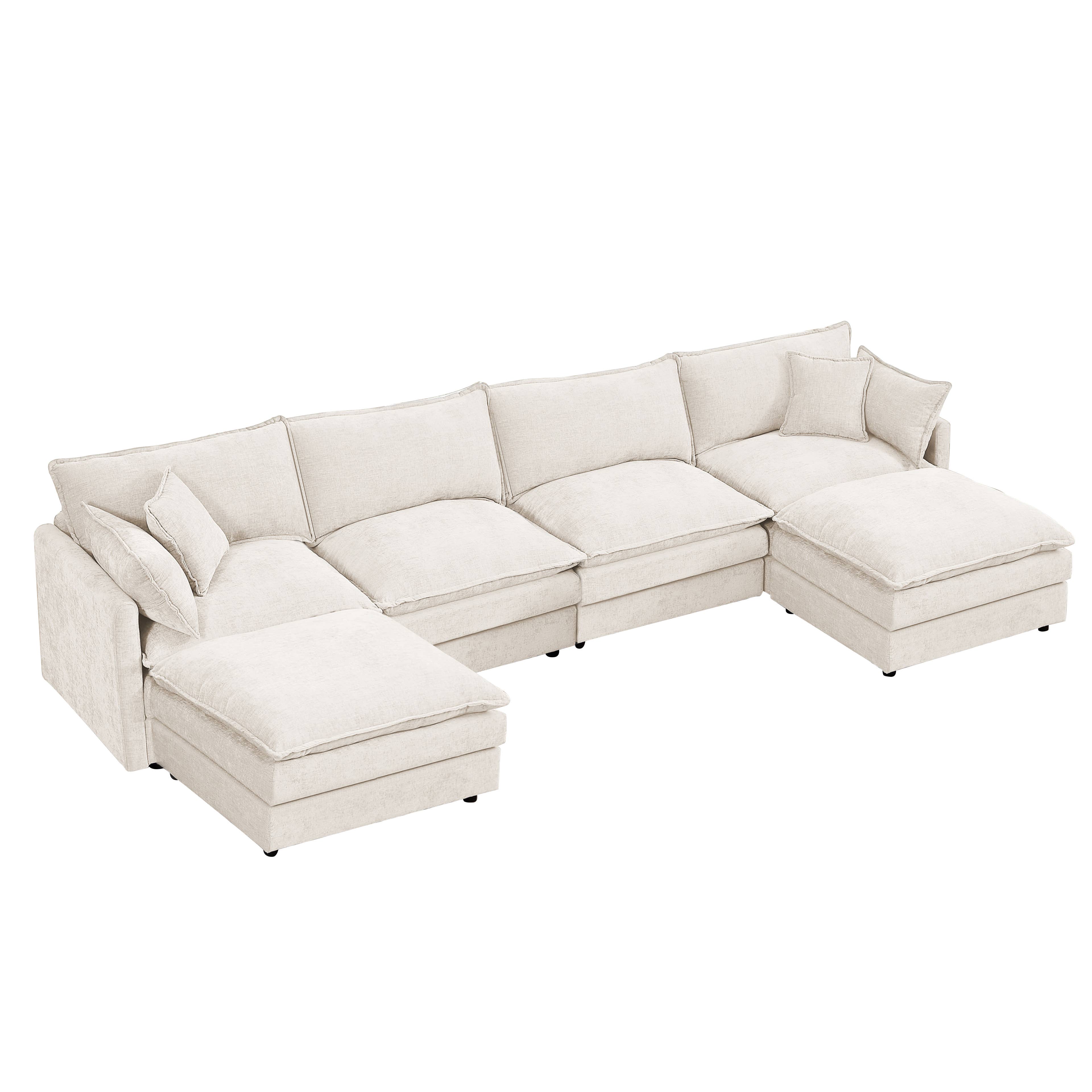39F Inc. - Wholesale Sofa - Lunara 130" U-Shaped Sectional Sofa w 2 Ottomans,7 Colors39