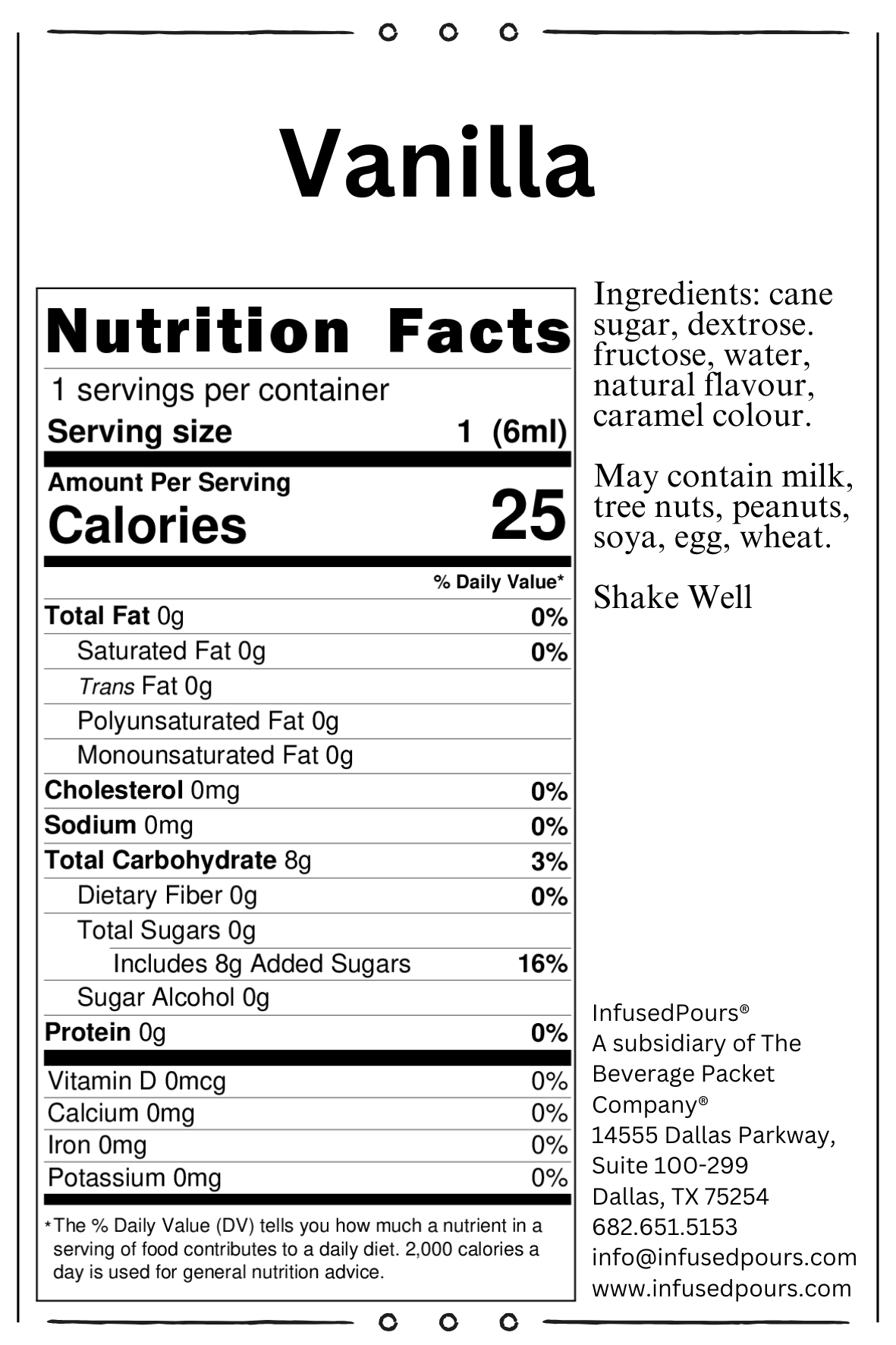 The Beverage Packet Company - Wholesale Flavored Syrup - 1 Bag, Variety Pack (Vanilla Caramel Hazelnut) 6mL3